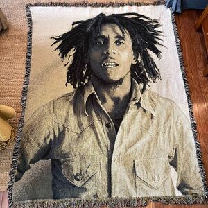 Vintage Bob Marley Woven Tapestry Blanket 44x55